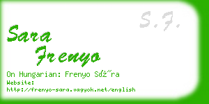 sara frenyo business card